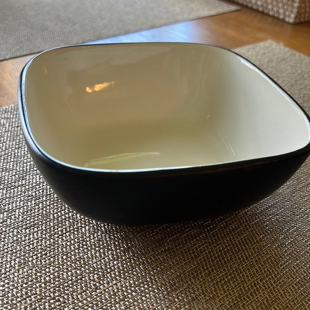 Corelle Hearthstone White Black Square Soup Salad Cereal Bowl